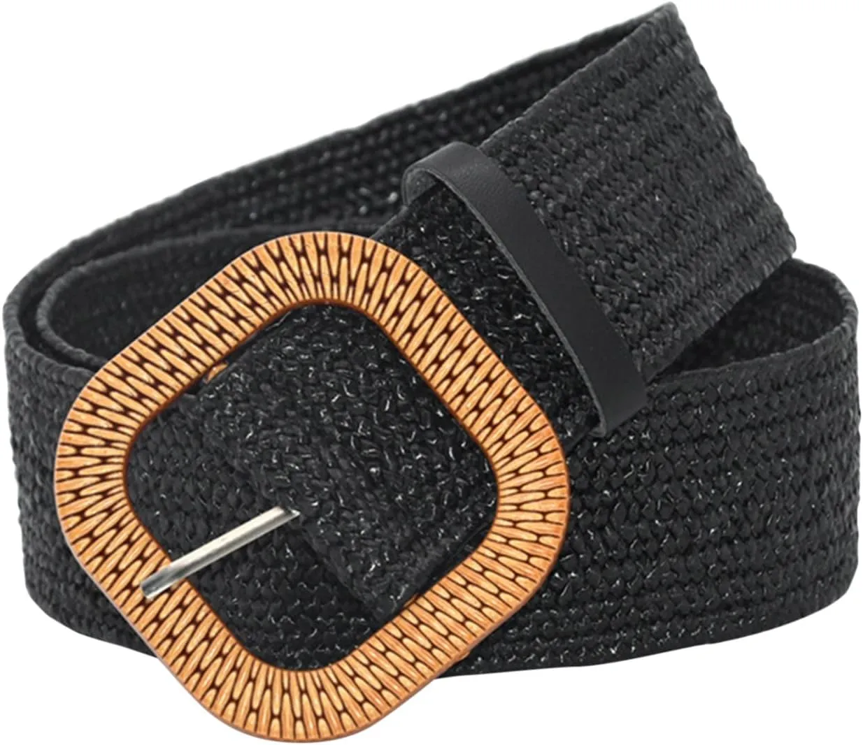 X Belt Women Belt Straw Woven Elastic Stretch Wide Waist Belts For Dresses With Buckle